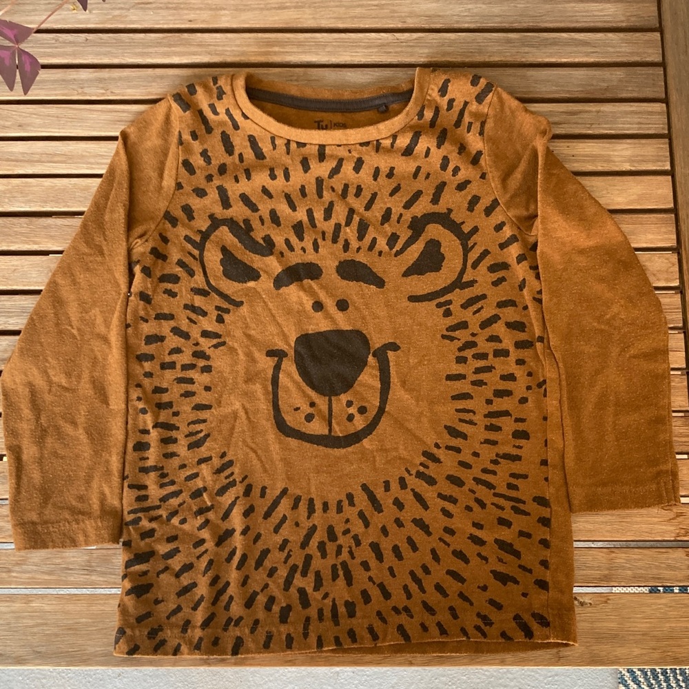 5T Brown Lion Print Kids Shirt